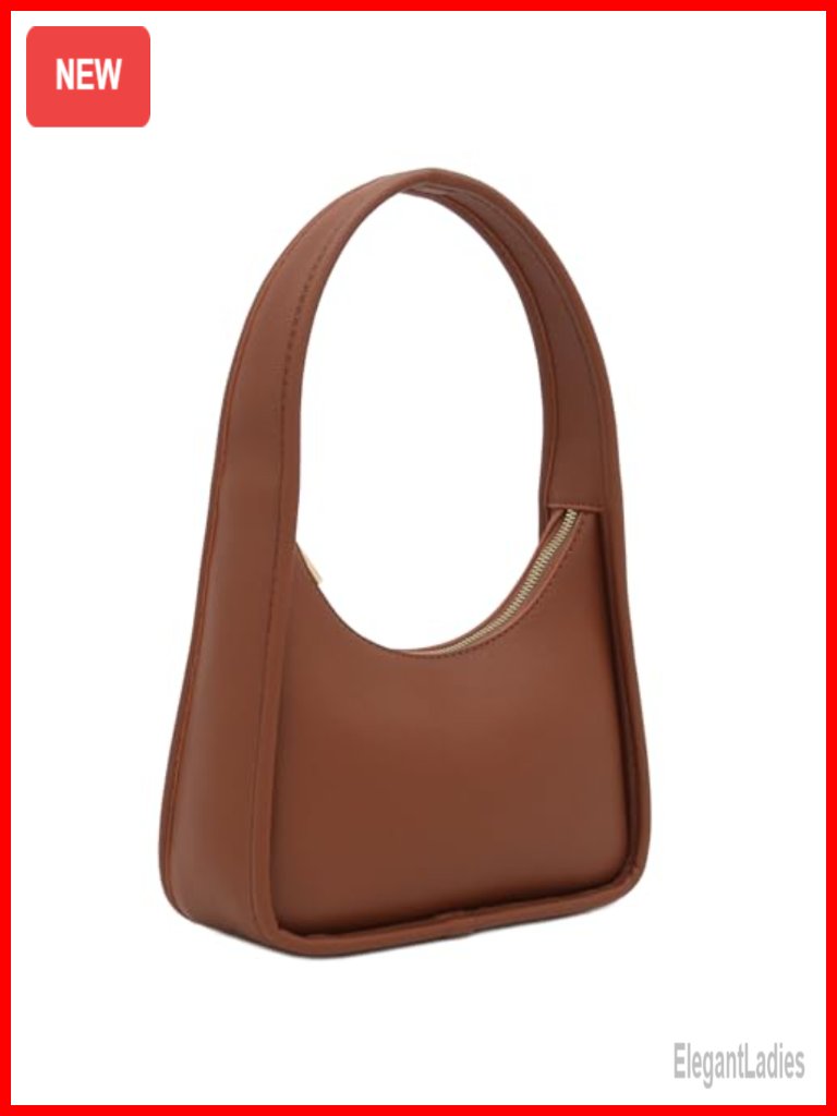 Small Faux Leather Shoulder Bag With Zipper Closure, Chic Top Handle Handbag